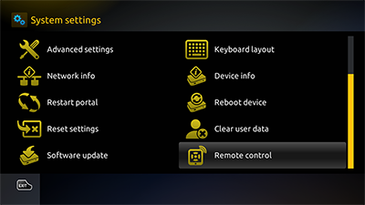 Mag 254 System Config Menu Remote Control